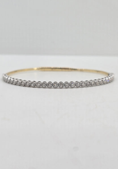 14K gold diamond flexible bangle