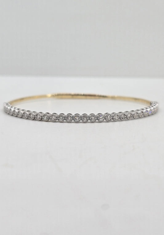 14K gold diamond flexible bangle
