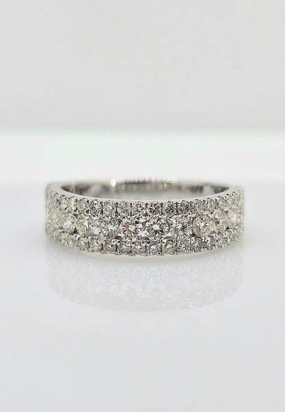 Platinum three row diamond band