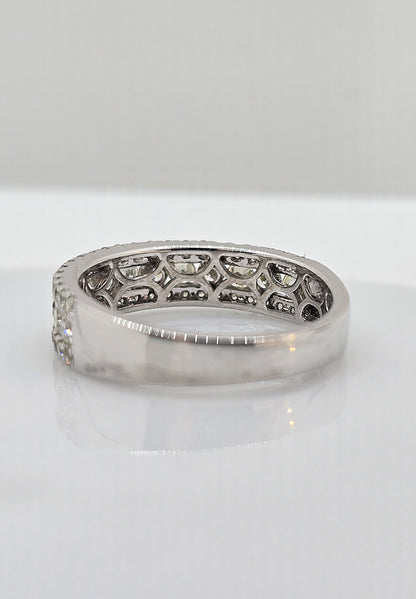 Platinum three row diamond band, view 3