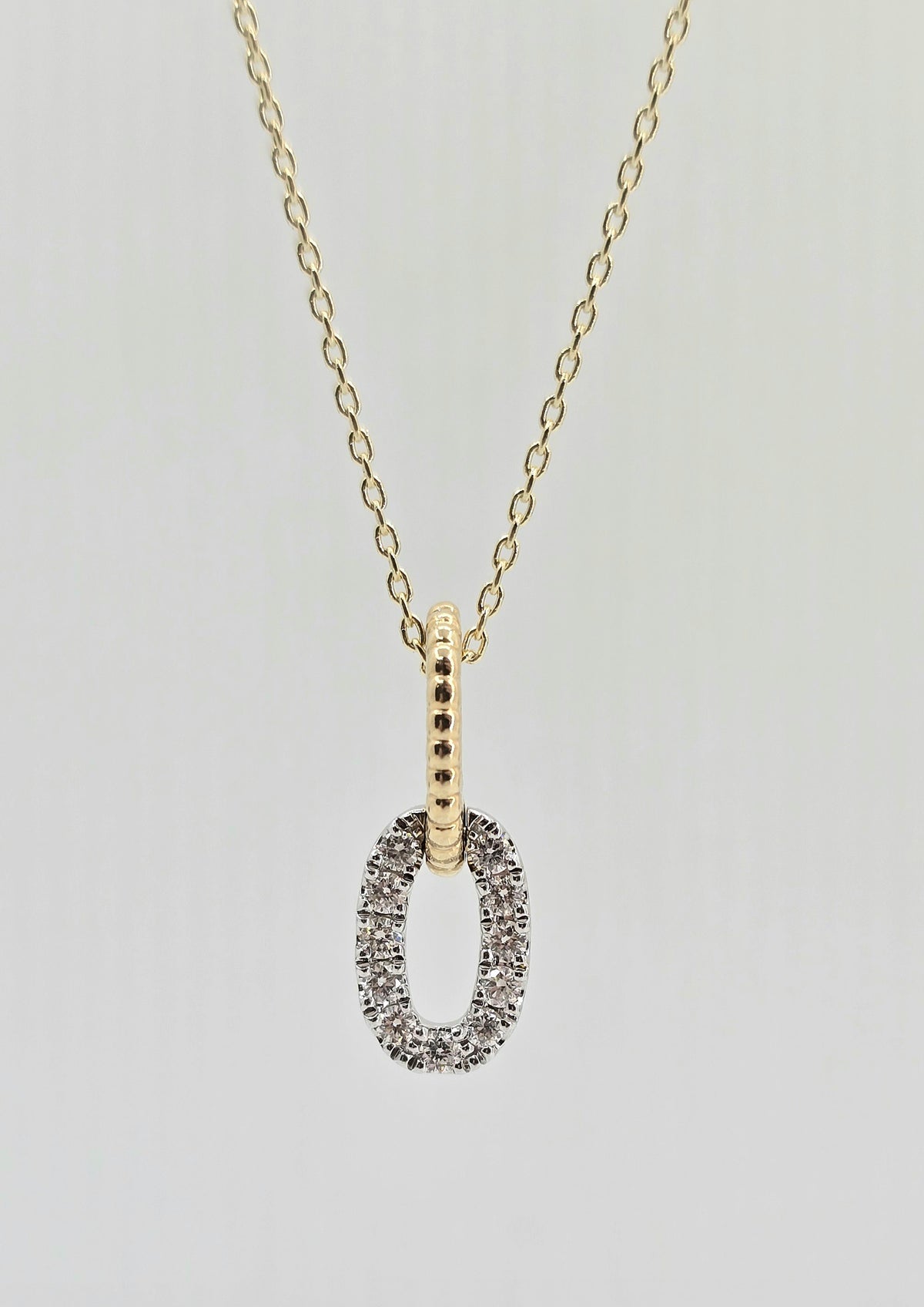 14K gold diamond oval link necklace