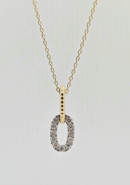 14K gold diamond oval link necklace