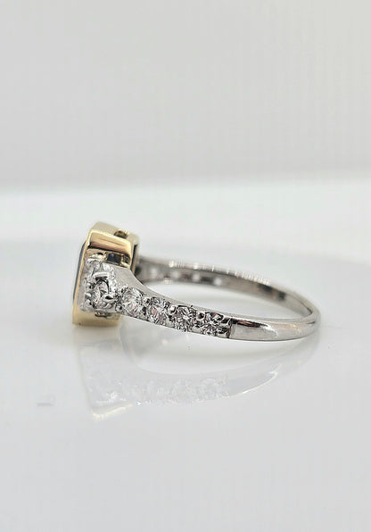 14K gold blue sapphire and diamond ring, view 3