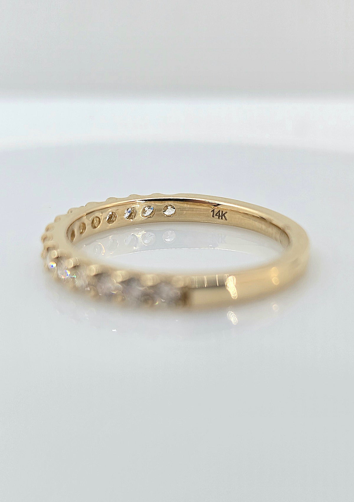 14K gold diamond band, view 3