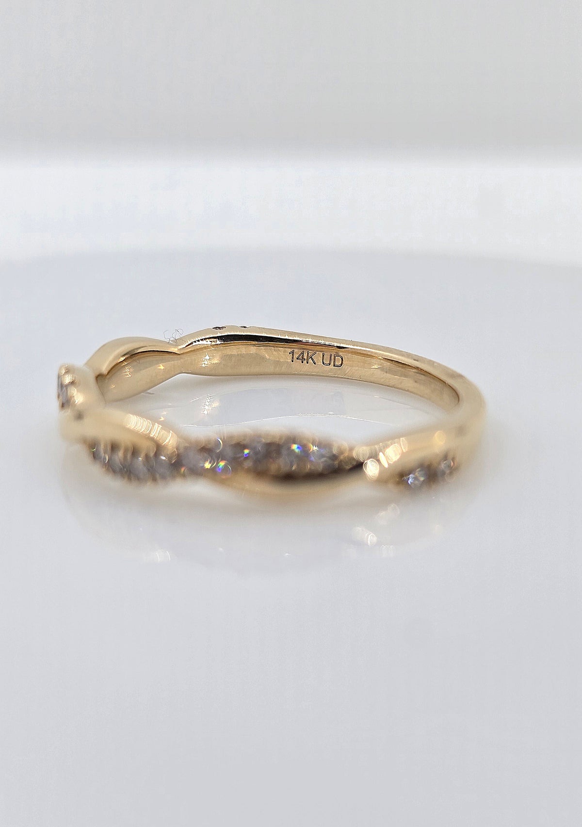 14K gold diamond twist band, view 3