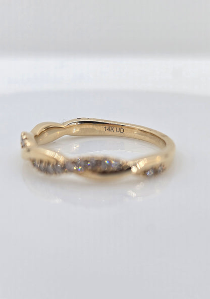 14K gold diamond twist band, view 3