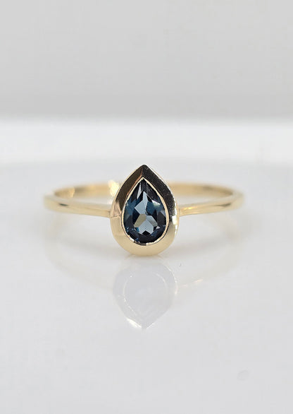 10K gold London blue topaz ring