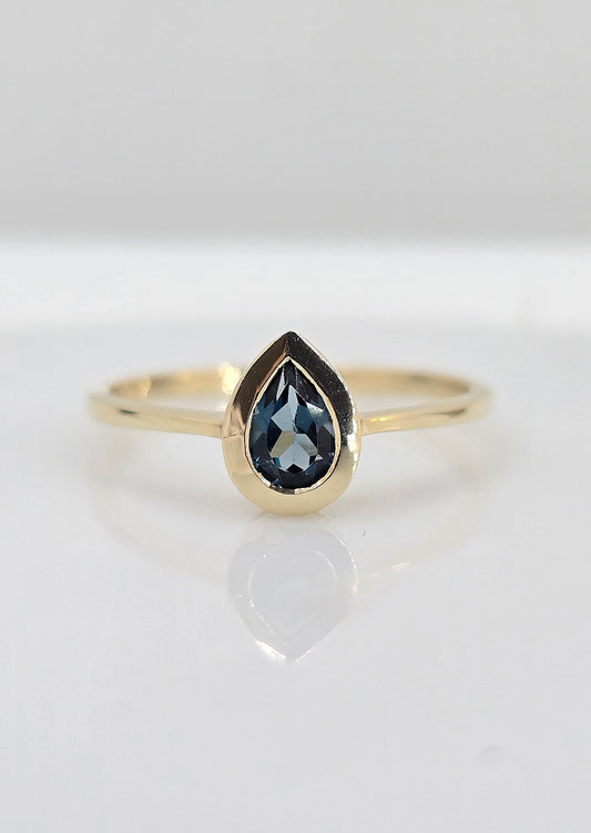 10K gold London blue topaz ring