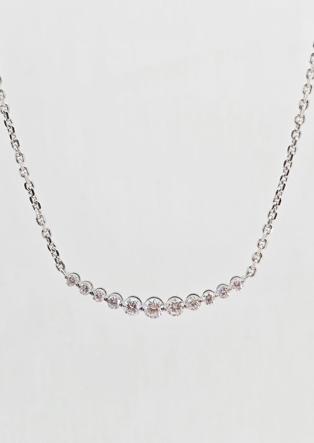 Sterling silver lab grown diamond necklace, 0.90 ctw