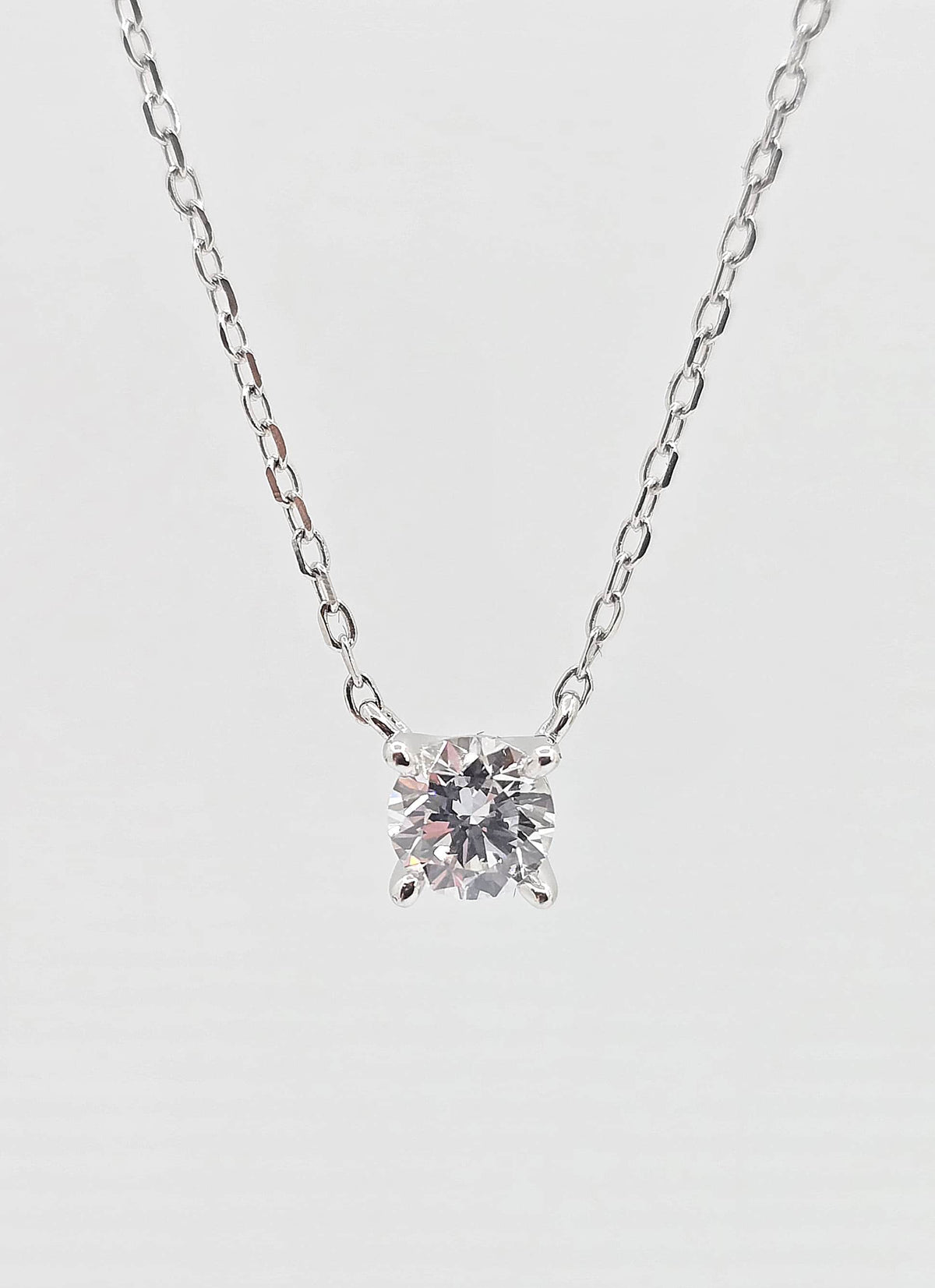 Sterling silver lab grown diamond solitaire necklace
