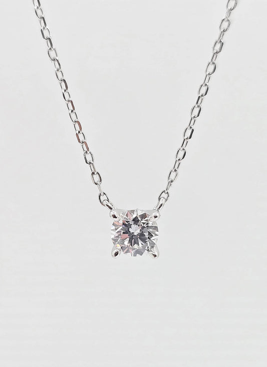 Sterling silver lab grown diamond solitaire necklace