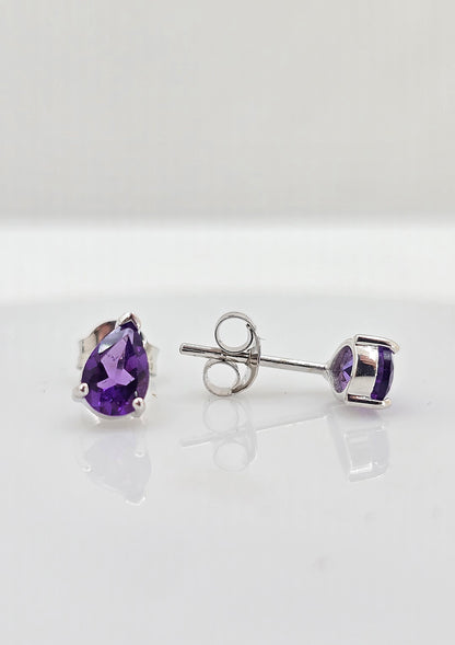 10K gold amethyst stud earrings, view 2