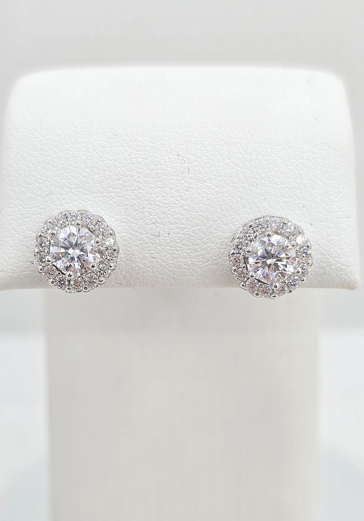 Sterling silver moissanite halo earrings