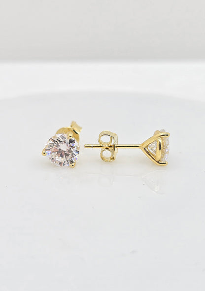 Gold plated sterling silver moissanite stud earrings