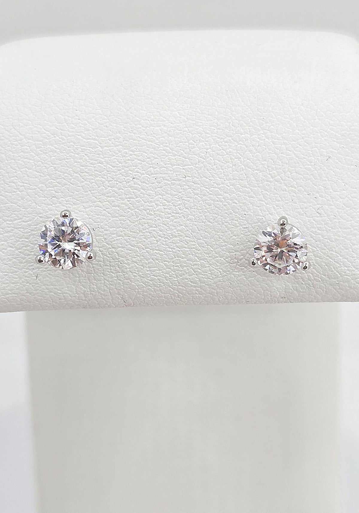 Sterling silver moissanite stud earrings, 1 ctw, view 3