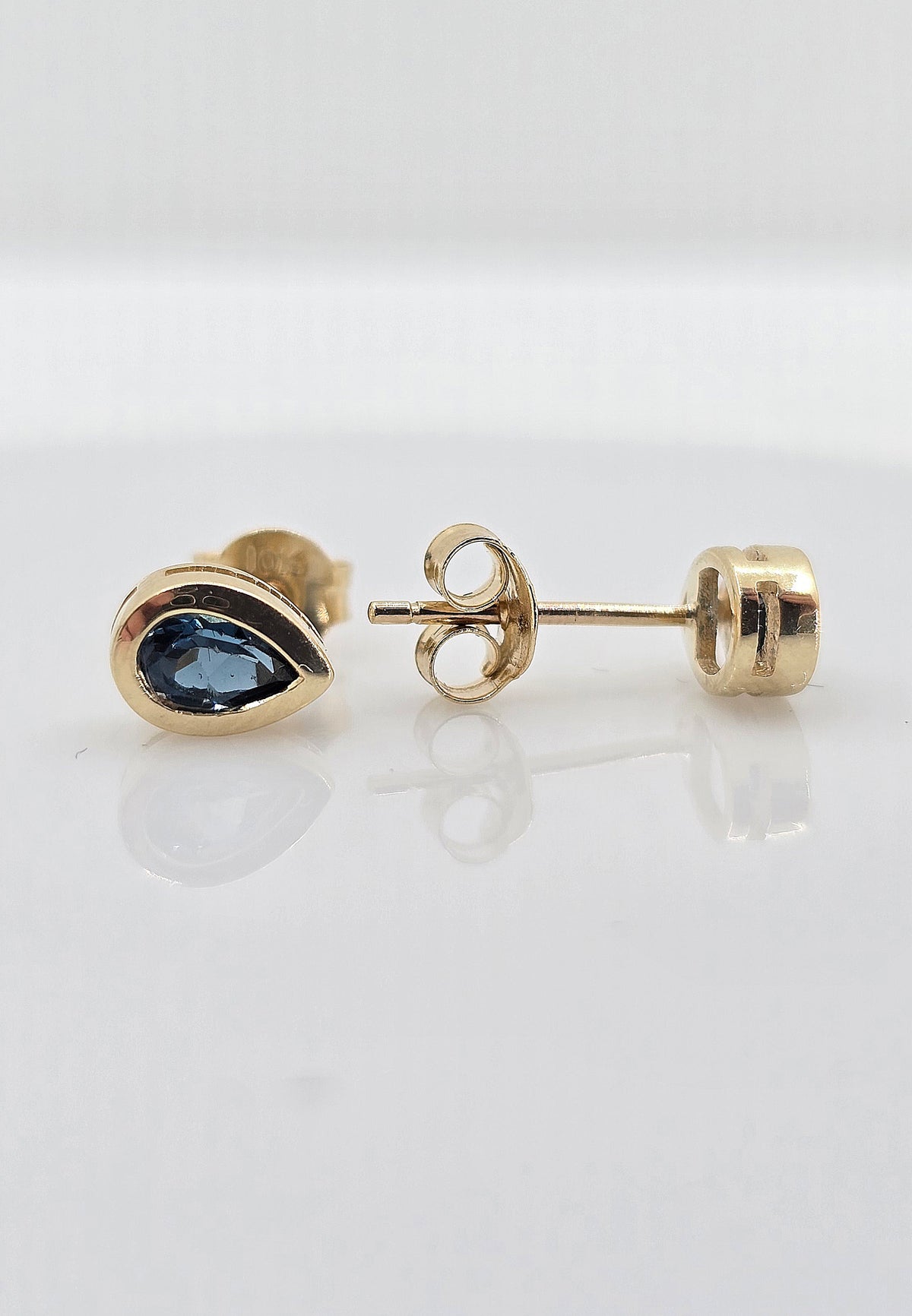 10K gold London blue topaz earrings, view 3