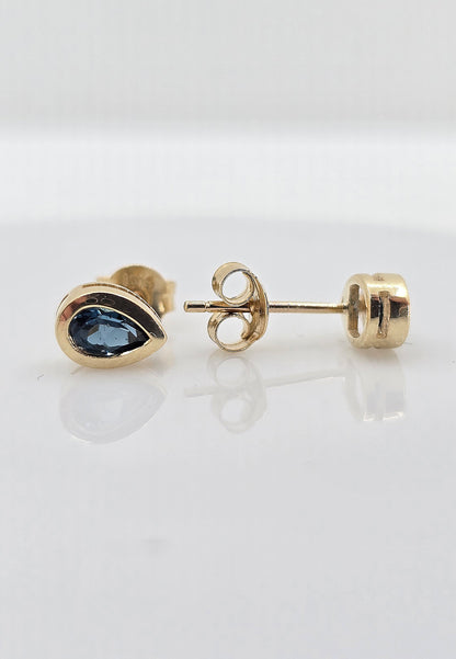 10K gold London blue topaz earrings, view 3
