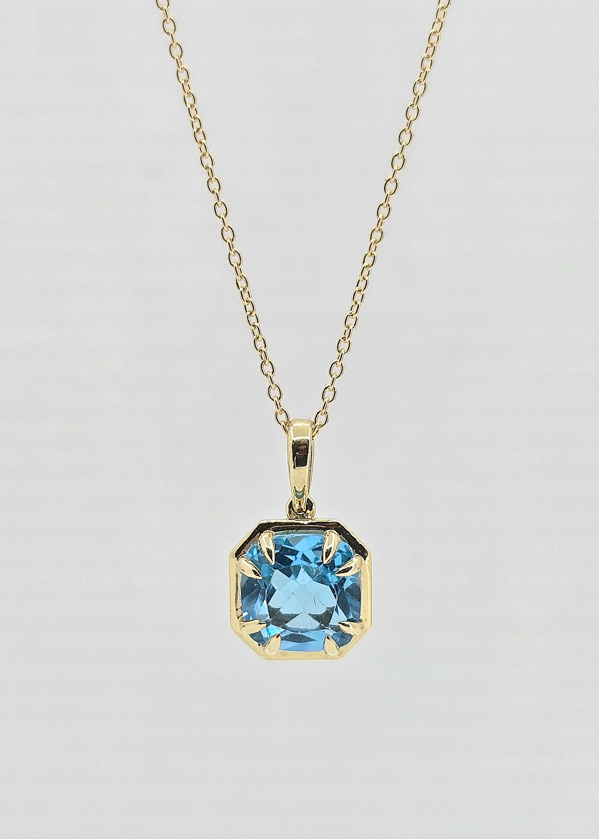 10K gold Swiss blue topaz necklace
