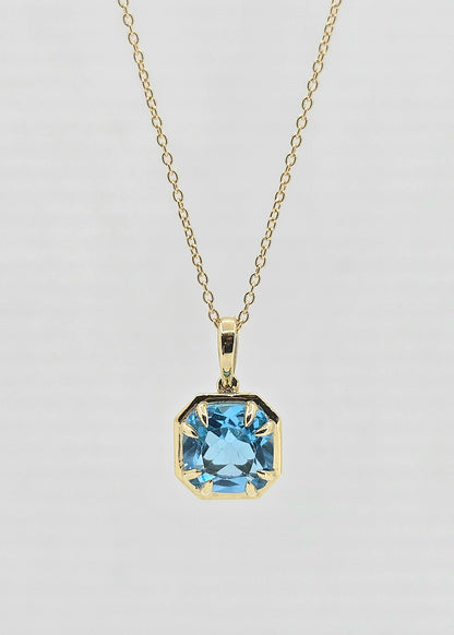 10K gold Swiss blue topaz necklace