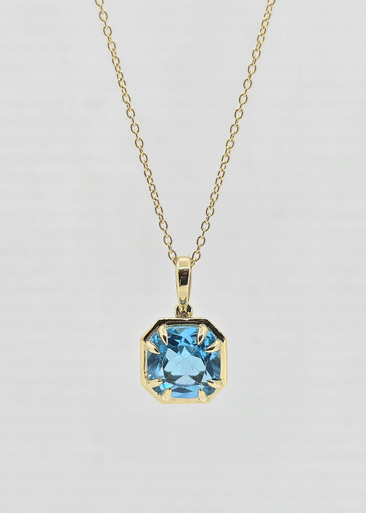 10K gold Swiss blue topaz necklace