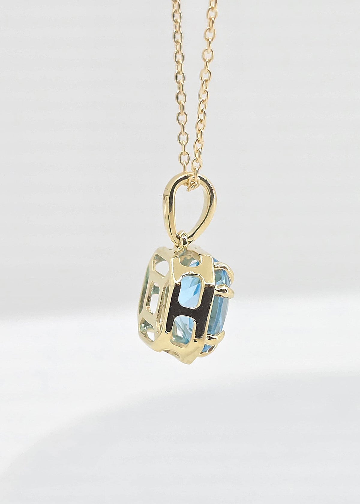 10K gold Swiss blue topaz necklace, view 3