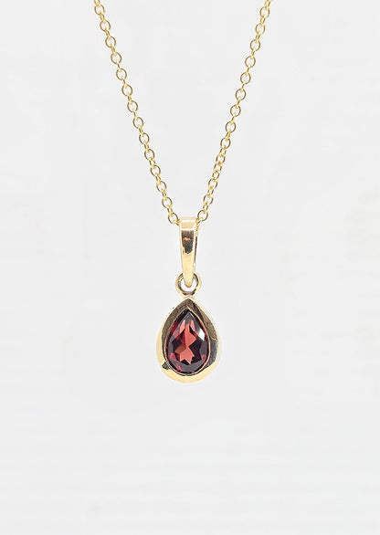 10K gold garnet bezel necklace