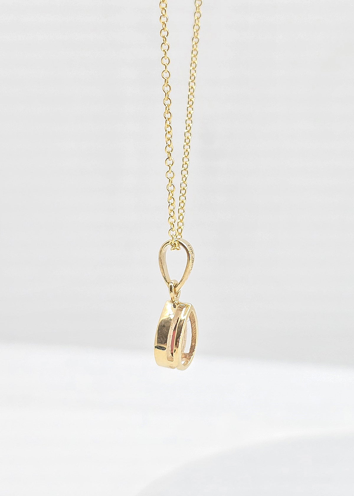 10K gold garnet bezel necklace, view 3