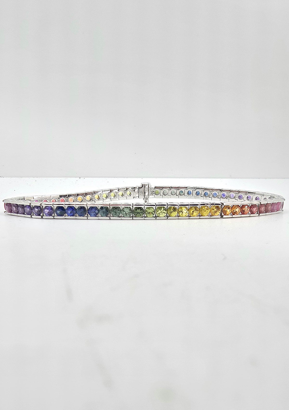 14K gold rainbow sapphire bracelet
