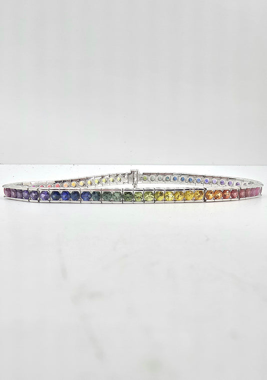 14K gold rainbow sapphire bracelet