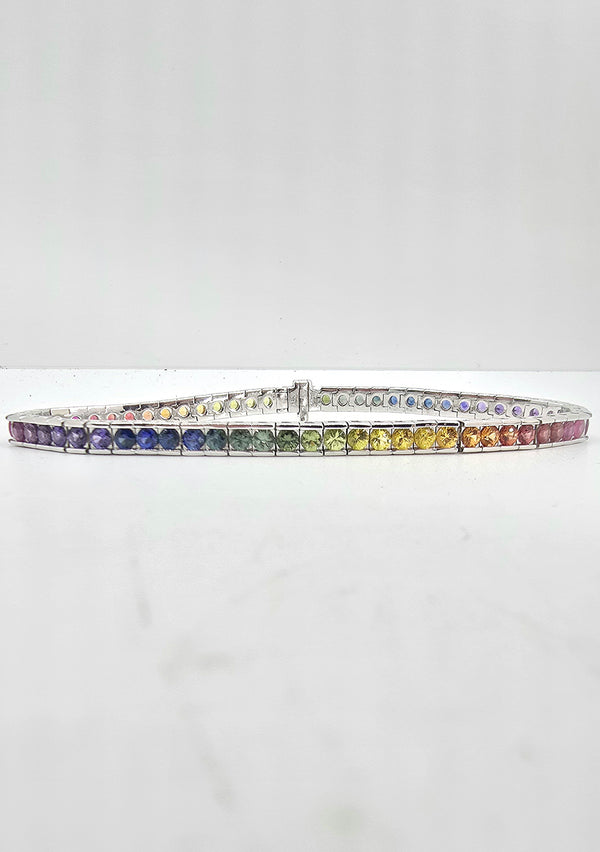 14K gold rainbow sapphire bracelet