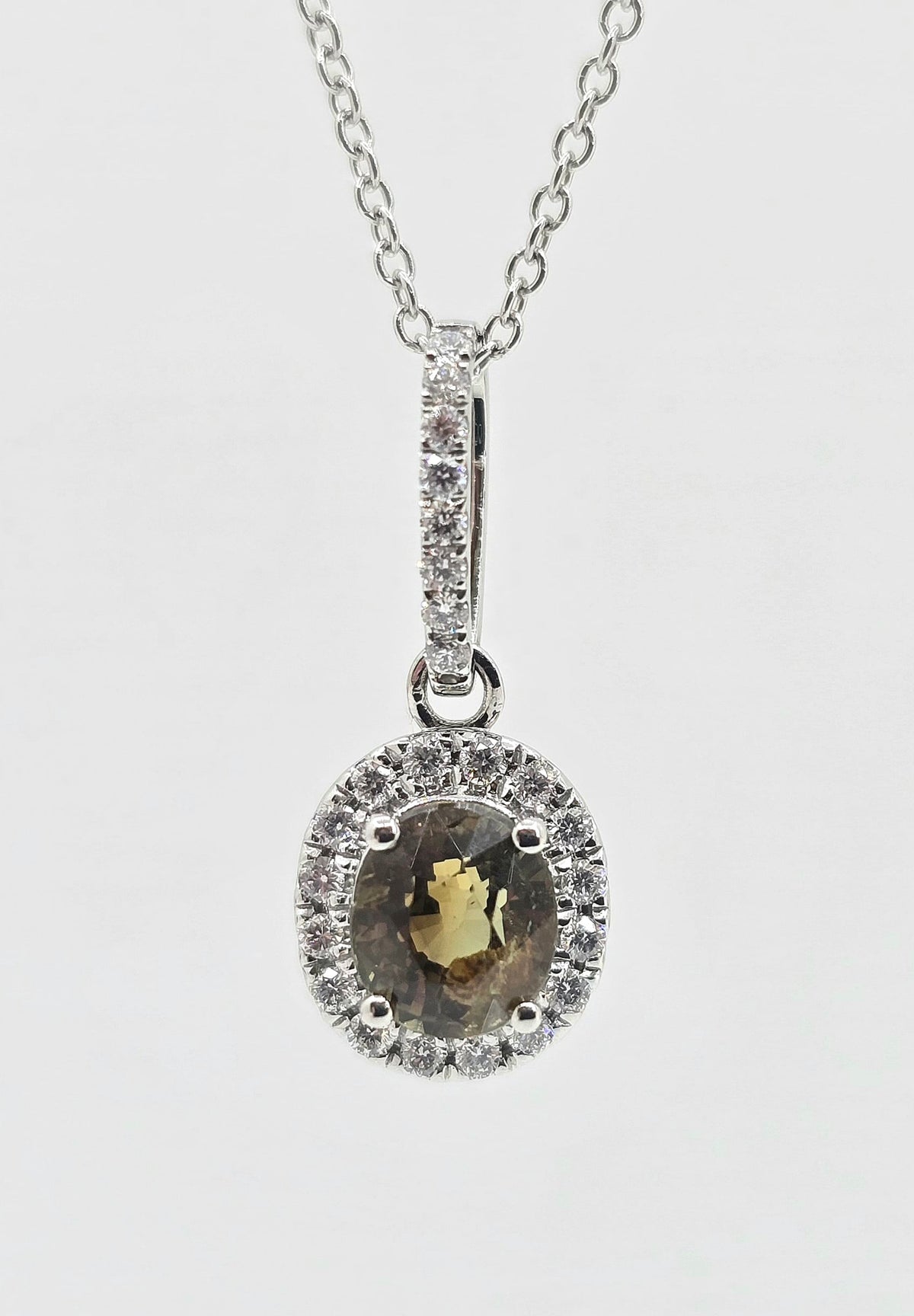 14K gold alexandrite and diamond necklace