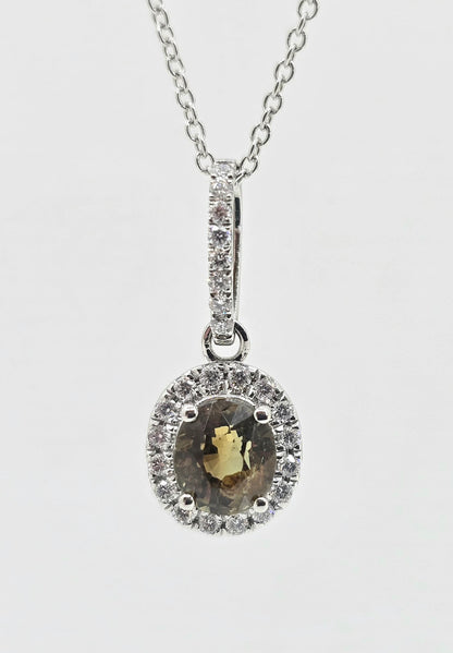 14K gold alexandrite and diamond necklace