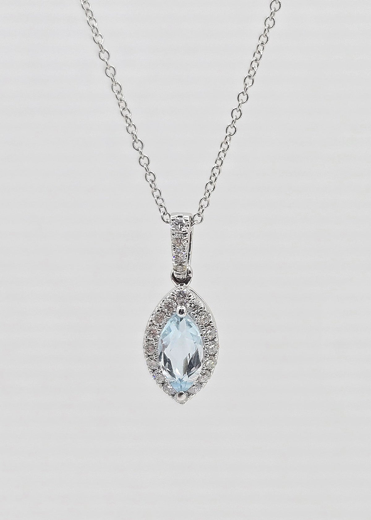 14K gold GCAL aquamarine and diamond necklace