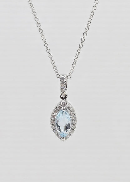 14K gold GCAL aquamarine and diamond necklace
