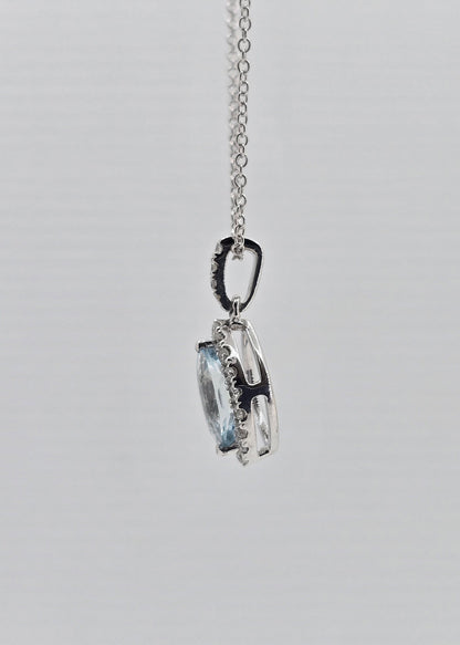 14K gold GCAL aquamarine and diamond necklace, view 3