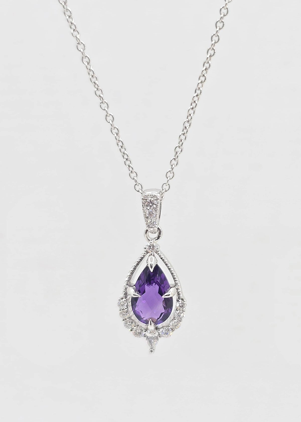 14K gold amethyst and diamond necklace