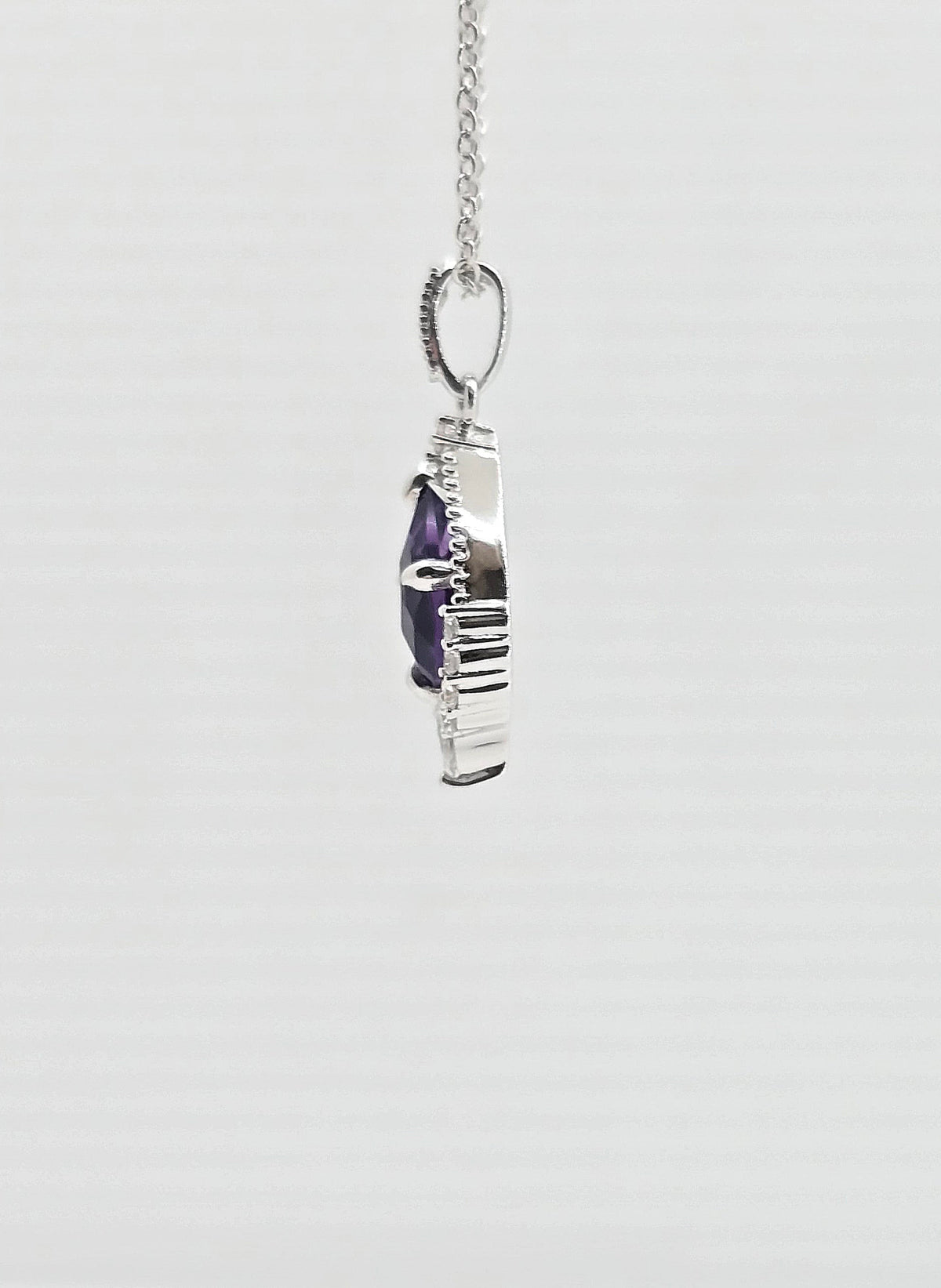 14K gold amethyst and diamond necklace, view 3