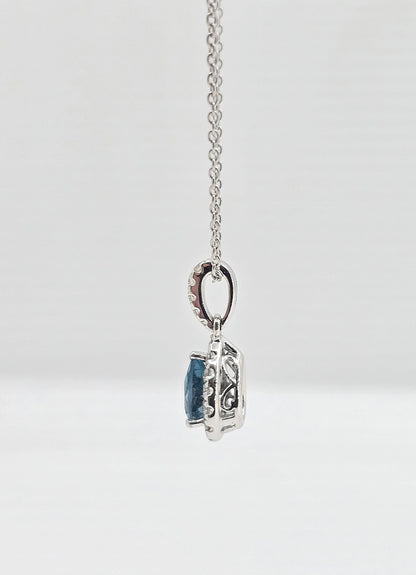 18K gold London blue topaz and diamond necklace, view 3