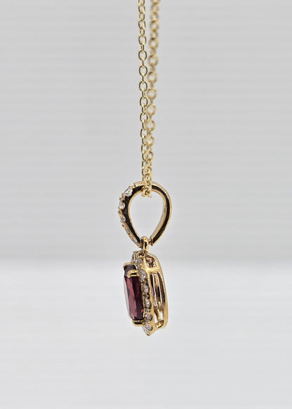14K gold garnet and diamond necklace, view 2