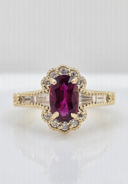 Custom 14k 1.29ctw Ruby and Diamond Ring