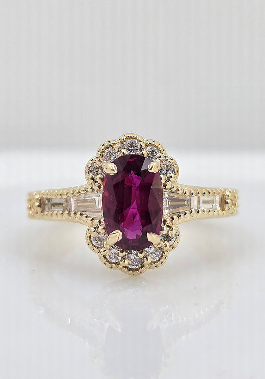 Custom 14k 1.29ctw Ruby and Diamond Ring