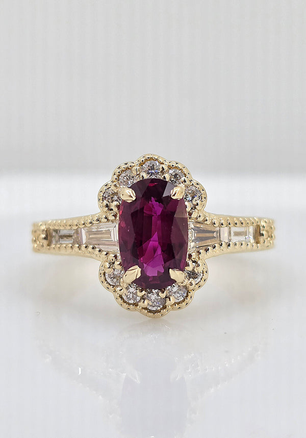 Custom 14k 1.29ctw Ruby and Diamond Ring