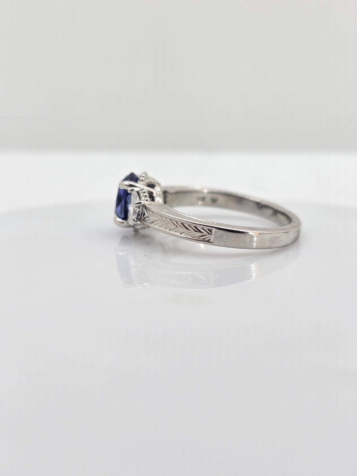 Custom 14k 1.82ct Sapphire and Diamond Ring