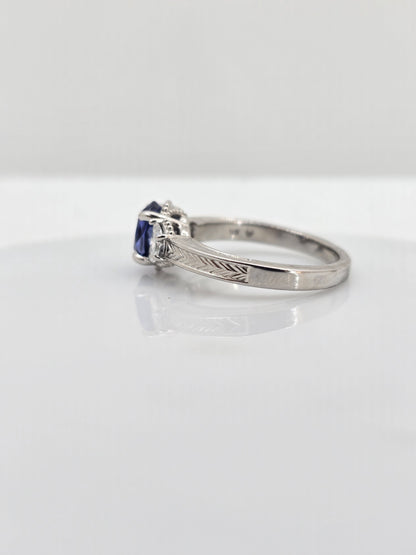 Custom 14k 1.82ct Sapphire and Diamond Ring