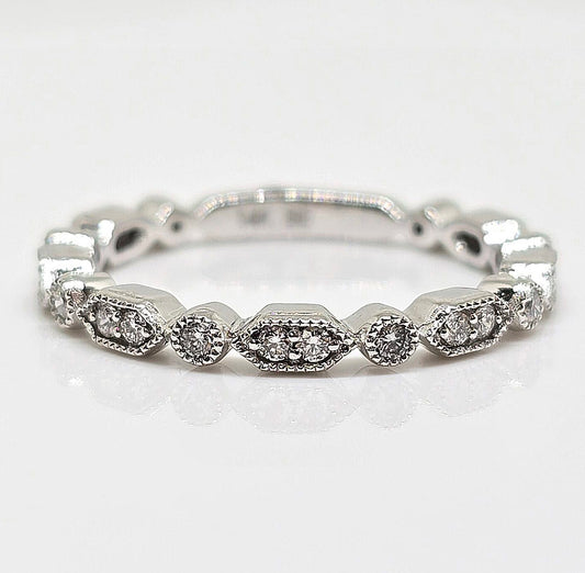 14K gold milgrain diamond wedding band