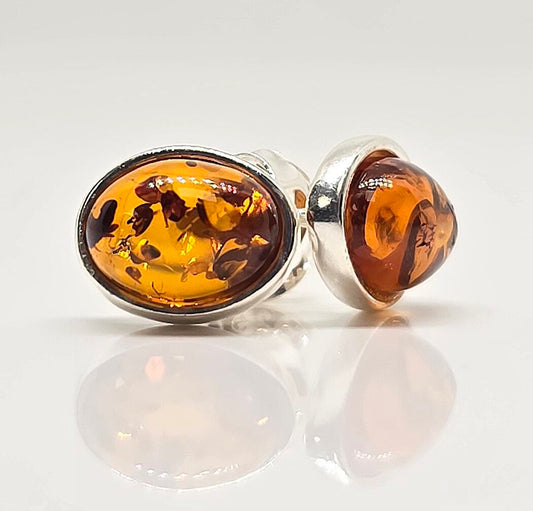 Sterling silver amber stud earrings