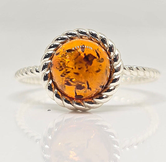 Sterling silver amber ring