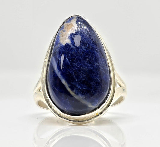 Sterling silver blue agate ring