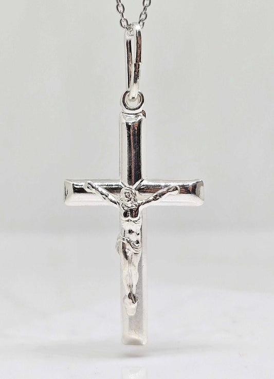 Sterling silver crucifix cross necklace