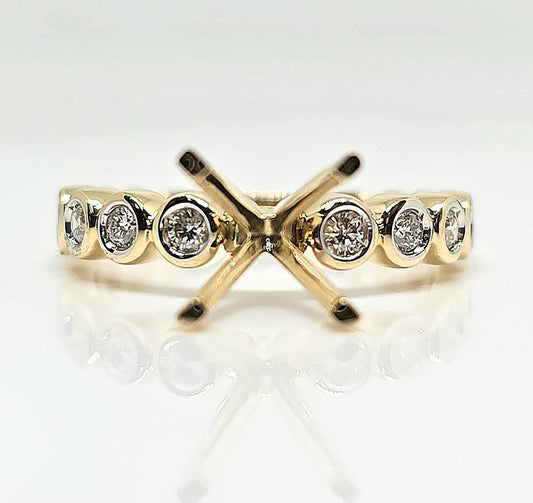 14K gold diamond semi-mount ring setting